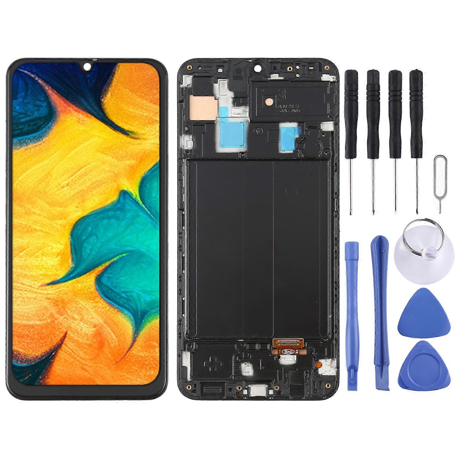 OLED LCD Screen for Samsung Galaxy A30 SM-A305 Digitizer Full Assembly with Frame (Black)