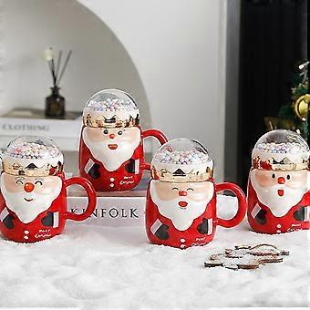 MAGICVOGEL Tazza di Natale in ceramica, carina 3D, forma di albero di Natale, tazza di Natale, con agitatore, dolce tazza da caffè, regalo per Natale, compleanno, Capodanno (rosso