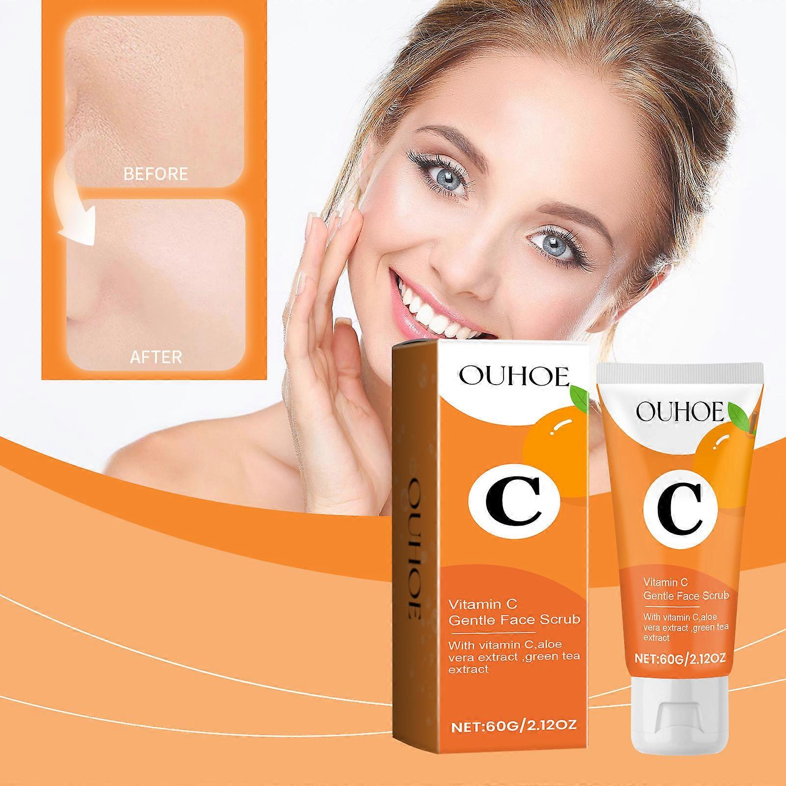 Vitamin C Gentle Face Scrub, Brightening Daily Face Exfoliator for All Skin Types - Softens & Smooths Skin with Vitamin C