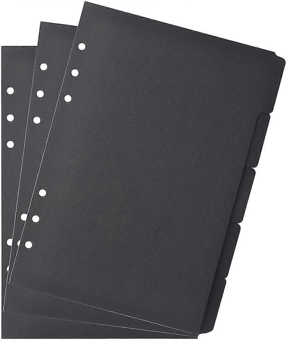 3 Sets Black Color Paper Divider Index Page Tab Cards For 6-Holes Ring