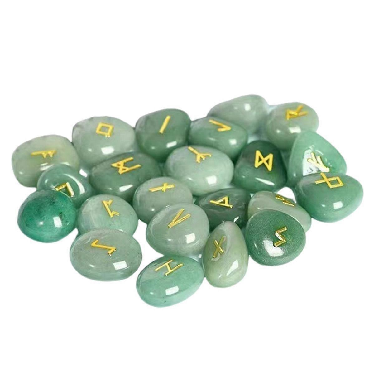 25pcs Natural Rune Stone Irregular Divination Rune Gift Decoration Green