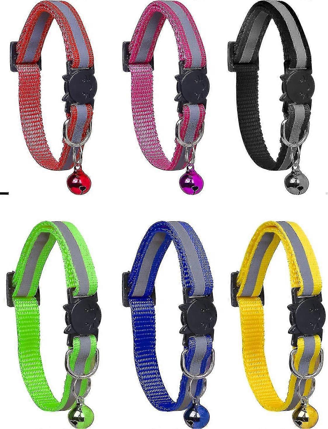 6pcs 6 Colors Reflective Adjustable Anti Strangulation Cat Collar