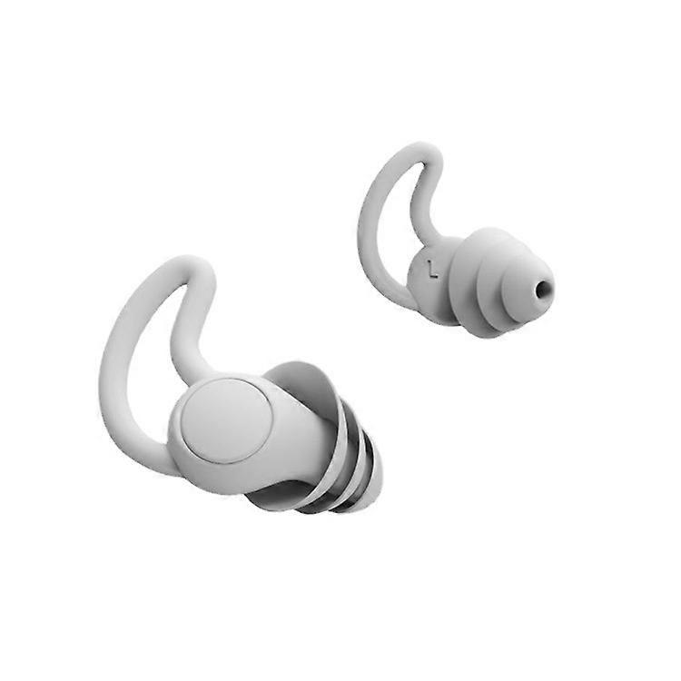 2 Pairs Gray Sleep Noise Canceling Ear Plugs Waterproof Silicone 33db Noise Canceling Sound Blocking Soft Sleep Earplugs Reusable Ear Plugs for Sleepi