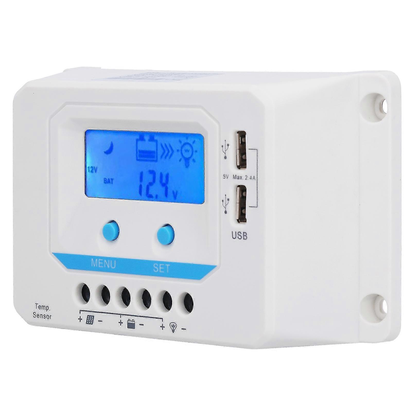 EL2430Z 12V/24V Solar Charge Controller Panel PWM 30A - LCD Display ABS Shell