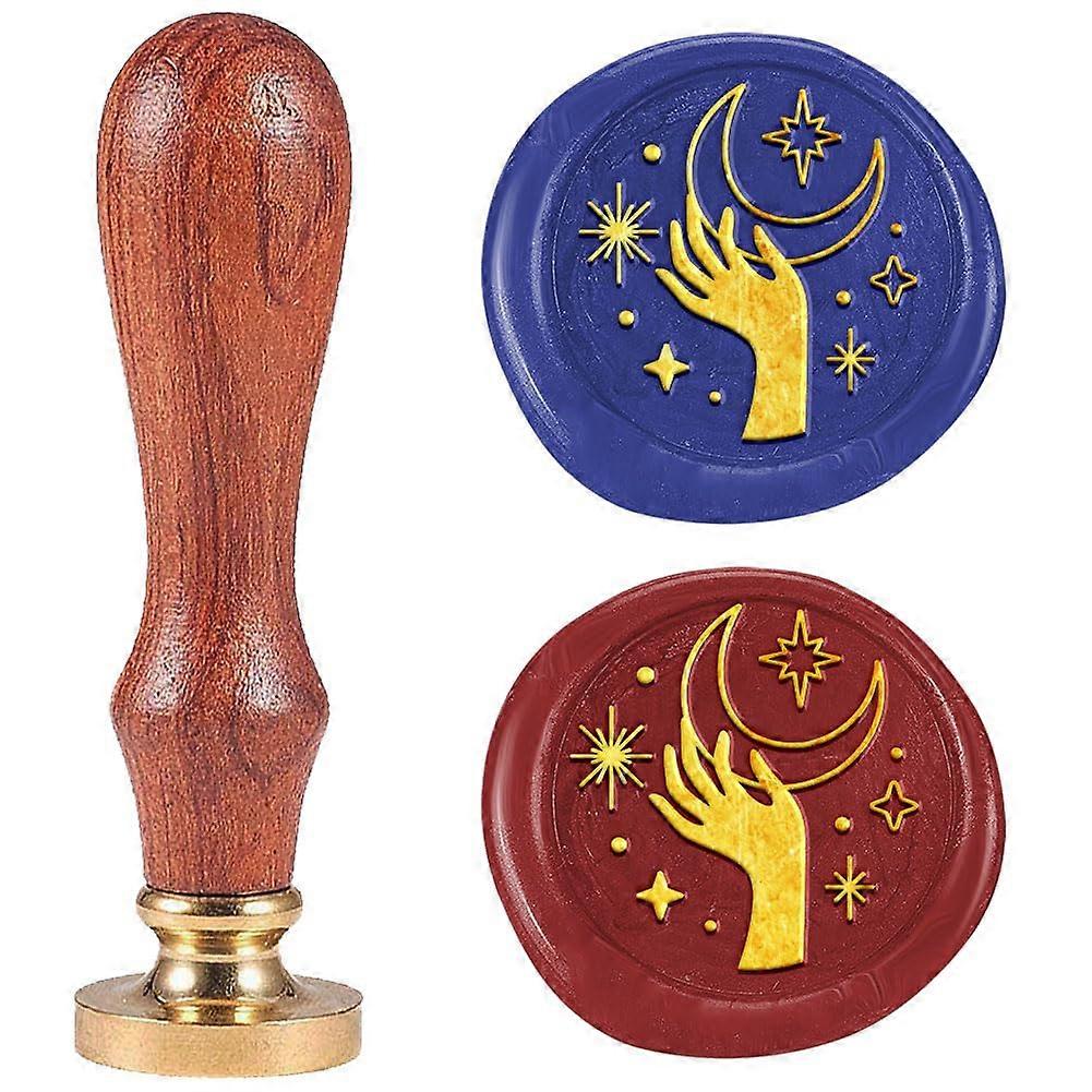DIY Scrapbooking Wax Seal Stamp with Wooden Handle for Envelopes Invitations Gift Card Moon 83x22mm