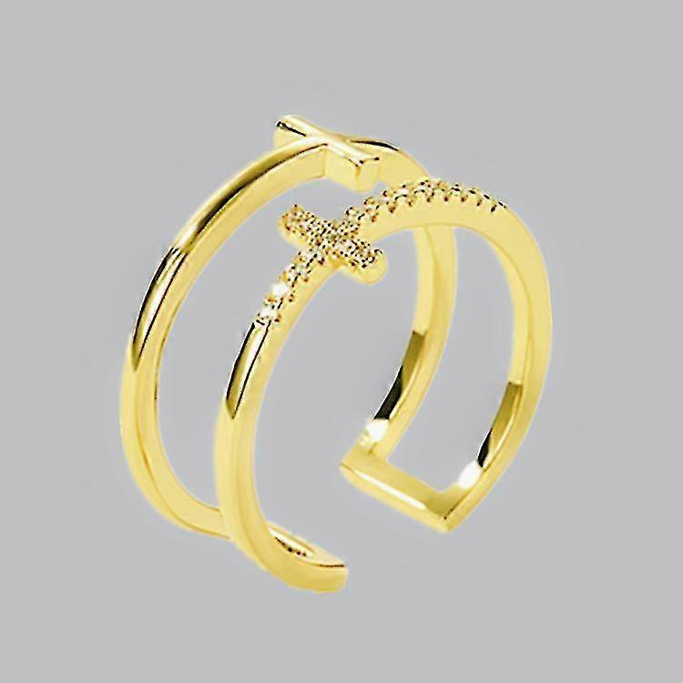Double Cross Open Ring Diamond Ring Jewelry