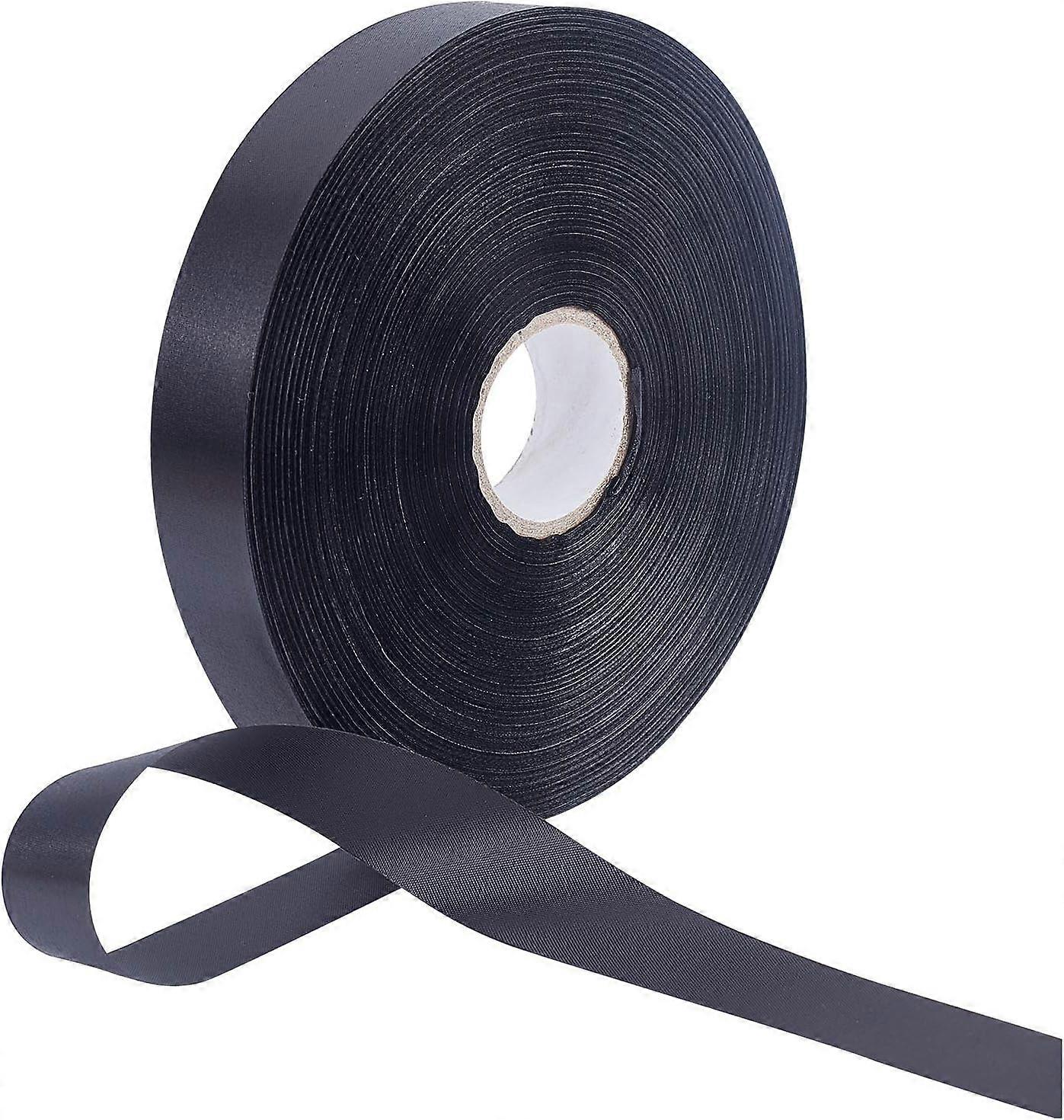 218 Yard Blank Label Ribbon 25mm Polyester Sewn-in Label Ribbon with Spool for Sewing Seaming Trimming Wrapping Binding Black