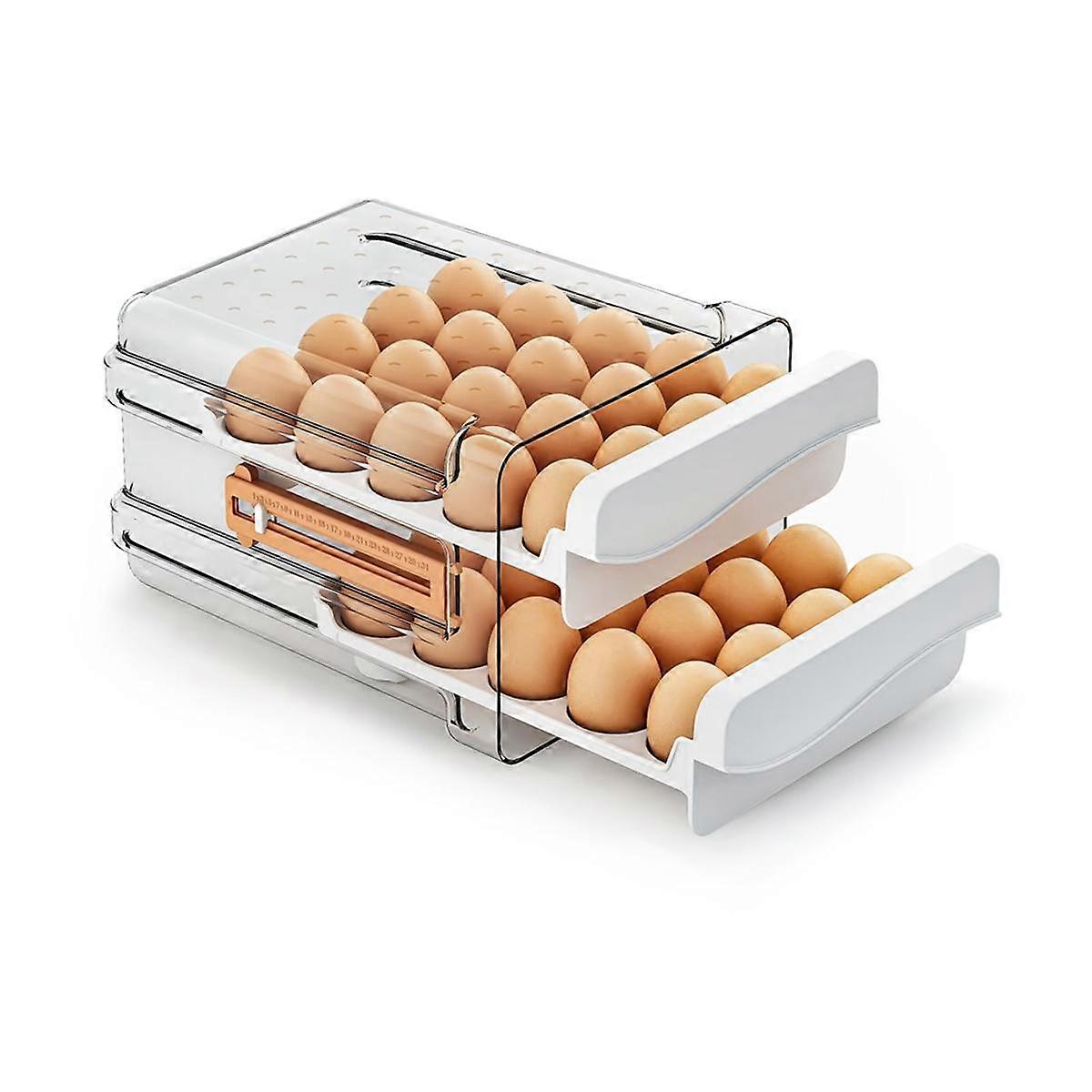 Egg Container for Refrigerator 40 Count, Capacity Egg Organizer for Fridge, Transparent Egg Holder for Refrigerator