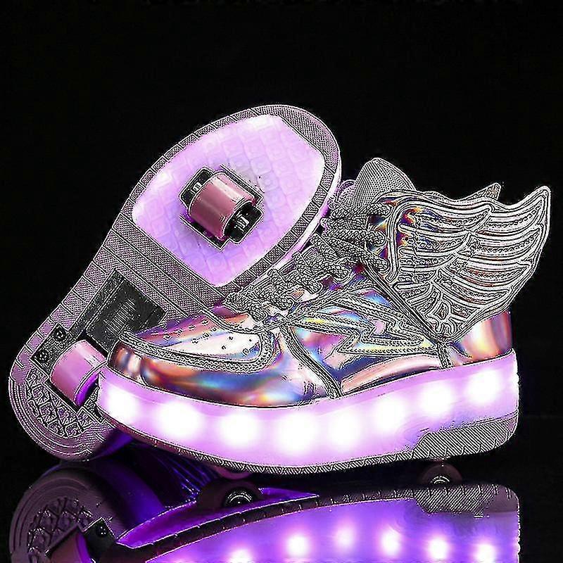 Crianças Led Sapatos Emissores de Luz Com Rodas, Patins Sapatos