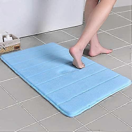 Memory Foam Bath Mat Set Non Slip Bathroom Mat, Absorbent, Super Soft Bath Rug Set Fast Drying Washable Bath Mat Large Size 19.7 X 31.5 (Blue)