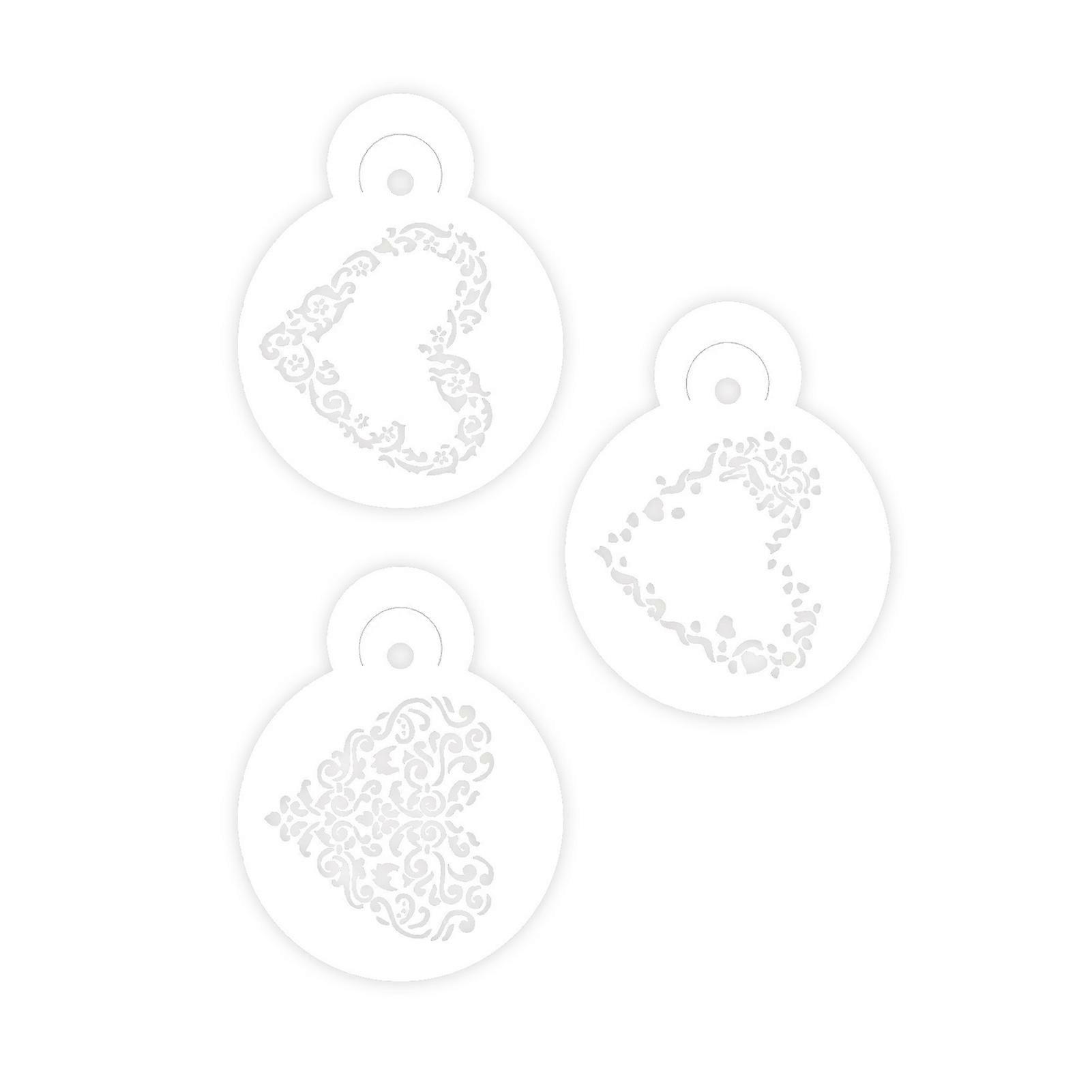 3Pcs Creative Heart Pattern Coffee Stencil Beautiful Decorative PET Coffee Template for Home