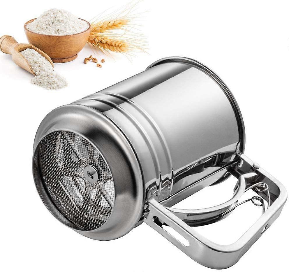 Stainless steel one-hand flour sifter