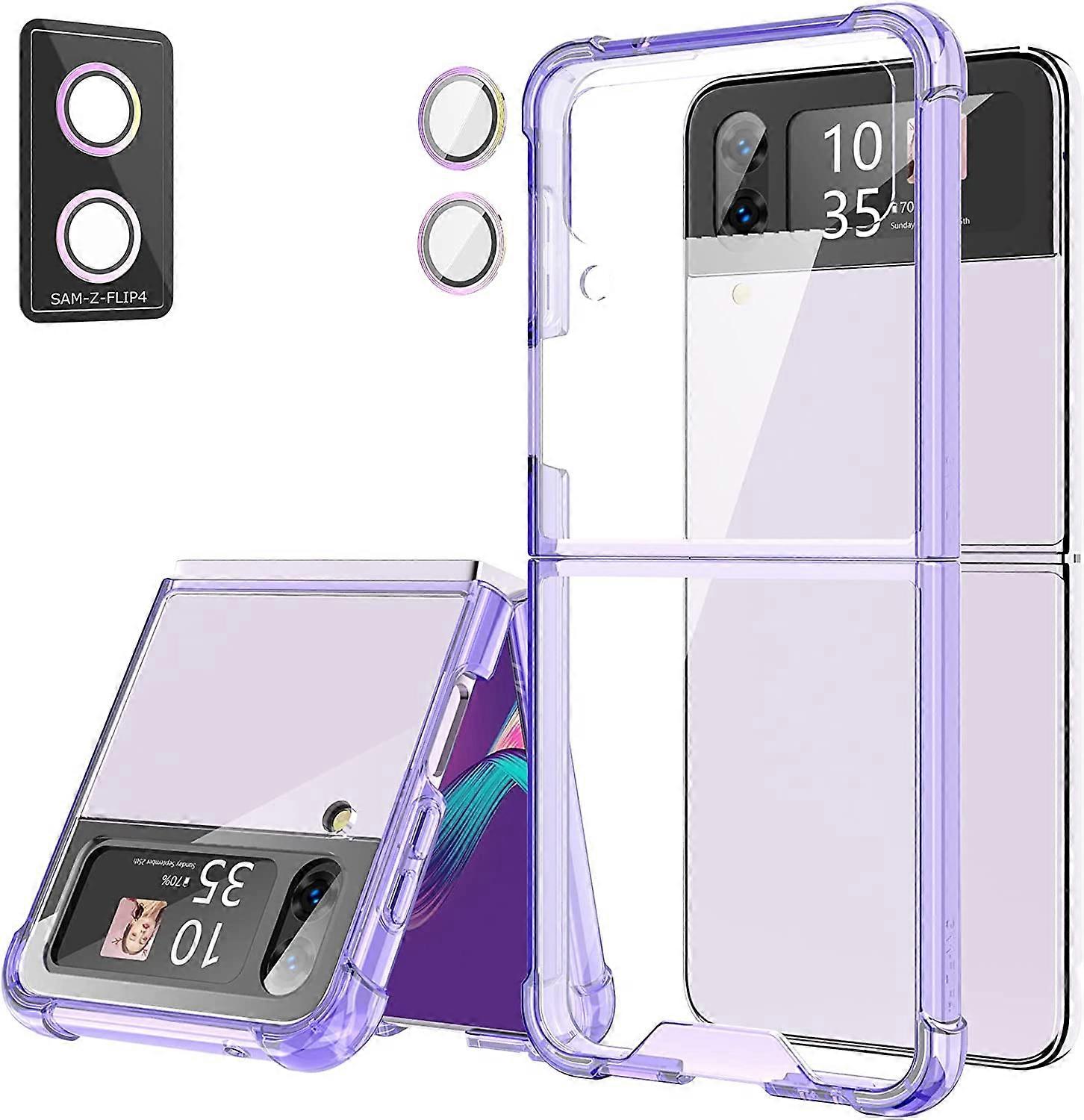 Designed for Galaxy Z Flip 4 Case, Slim Thin Clear Crystal PC Protective Phone Case, Shockproof Plating Anti-Scratch Cover for Z Flip 4 5G 2022-Clear