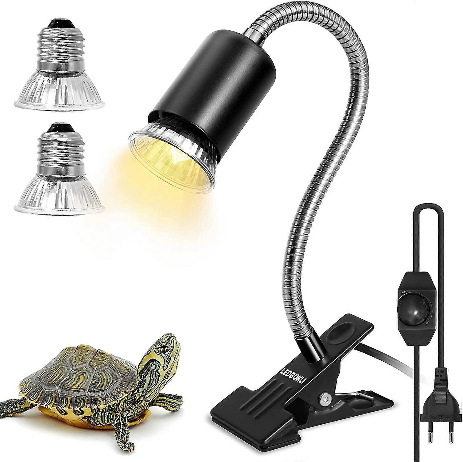 2 UVA UVB 25W and 50W Bulbs, Reptiles Lamp Heated Terrestrial Turtle Lamp