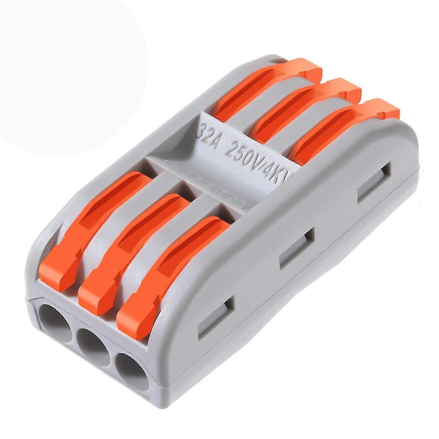 10pcs Conductor Compact Connectors Lever Wire Nut Electrical Connectors With Fixed Base For 3 Circuit