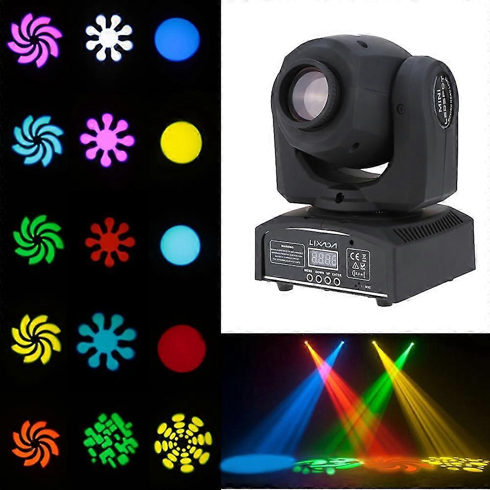 Lixada DMX-512 Mini Moving Head Light 8 Color Changings LED Stage Light with Shapes Automatic Profes