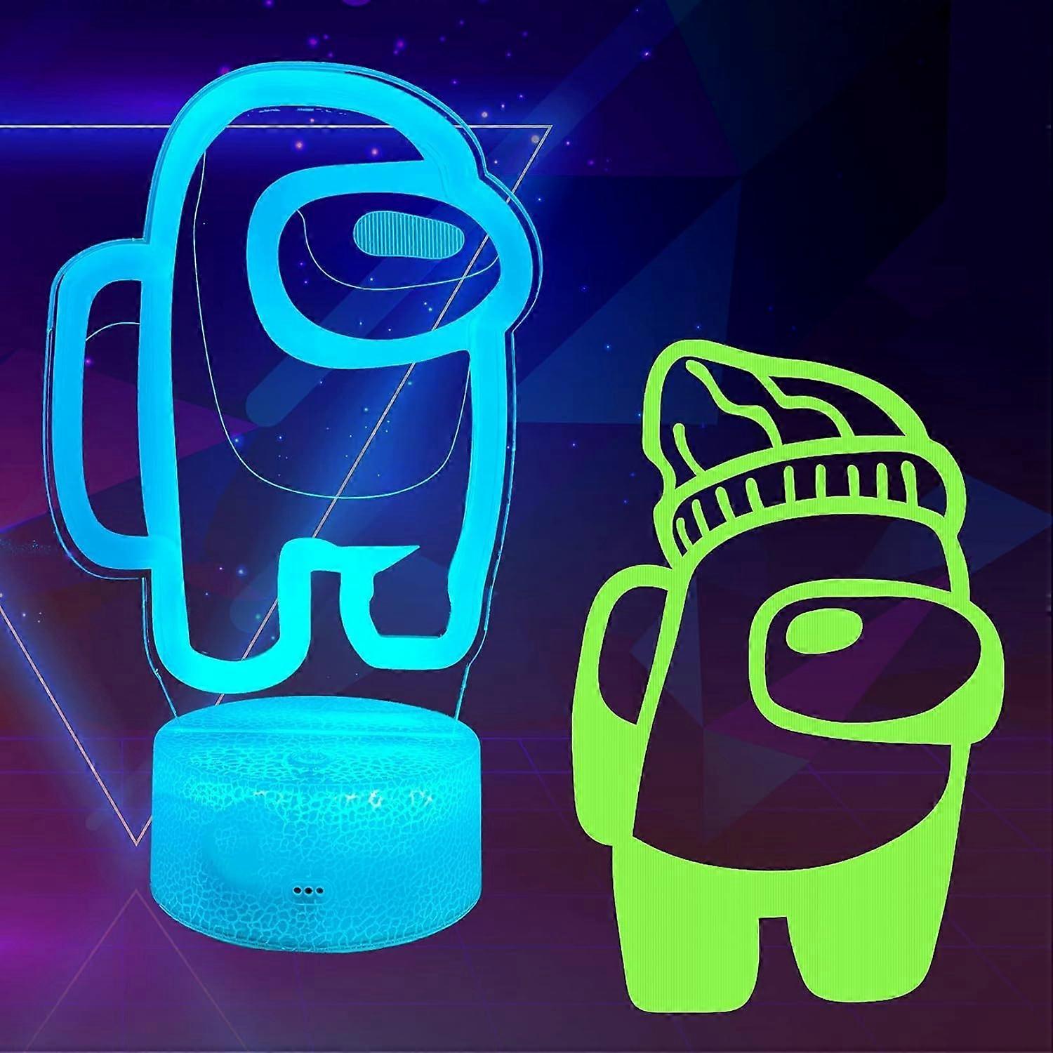 3D glow in the dark (2 patterns), touch colorful+remote control 16 colors among us, game room decoration gifts