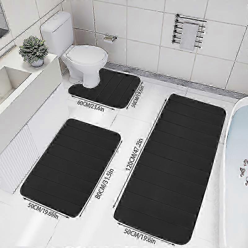 3-piece Oversized Memory Foam Mat Set - Soft, Absorbent, , Non-slip, And Washable - For Bath, Laundry , Way, E