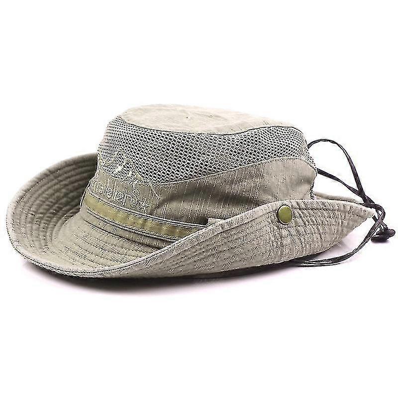 Men Cotton Embroidery Hat Outdoor Sun Protection Wide Brim Foldable Boonie Bucket Hat