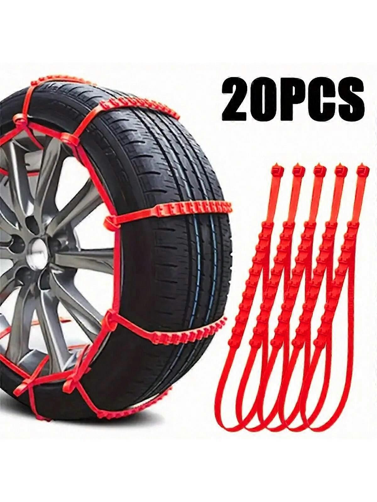20pcs/Pack Car Anti-Skid Chains, Snow Tire Chains For Winter Ice Snow, Rolling Traction Belts, Suitable For Off-Road Vehicles