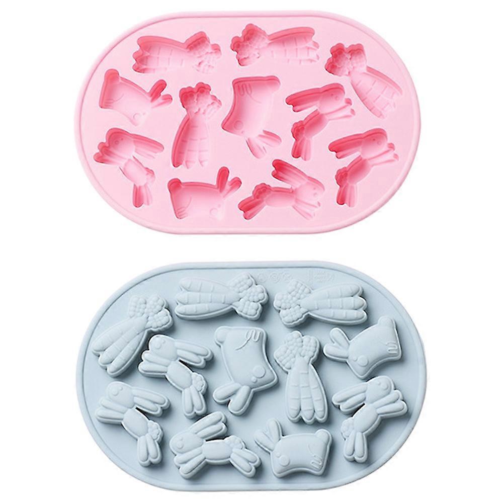 2pcs Easter Bunny Mold Silicone Baking Mold Chocolate Dessert DIY Baking Tool
