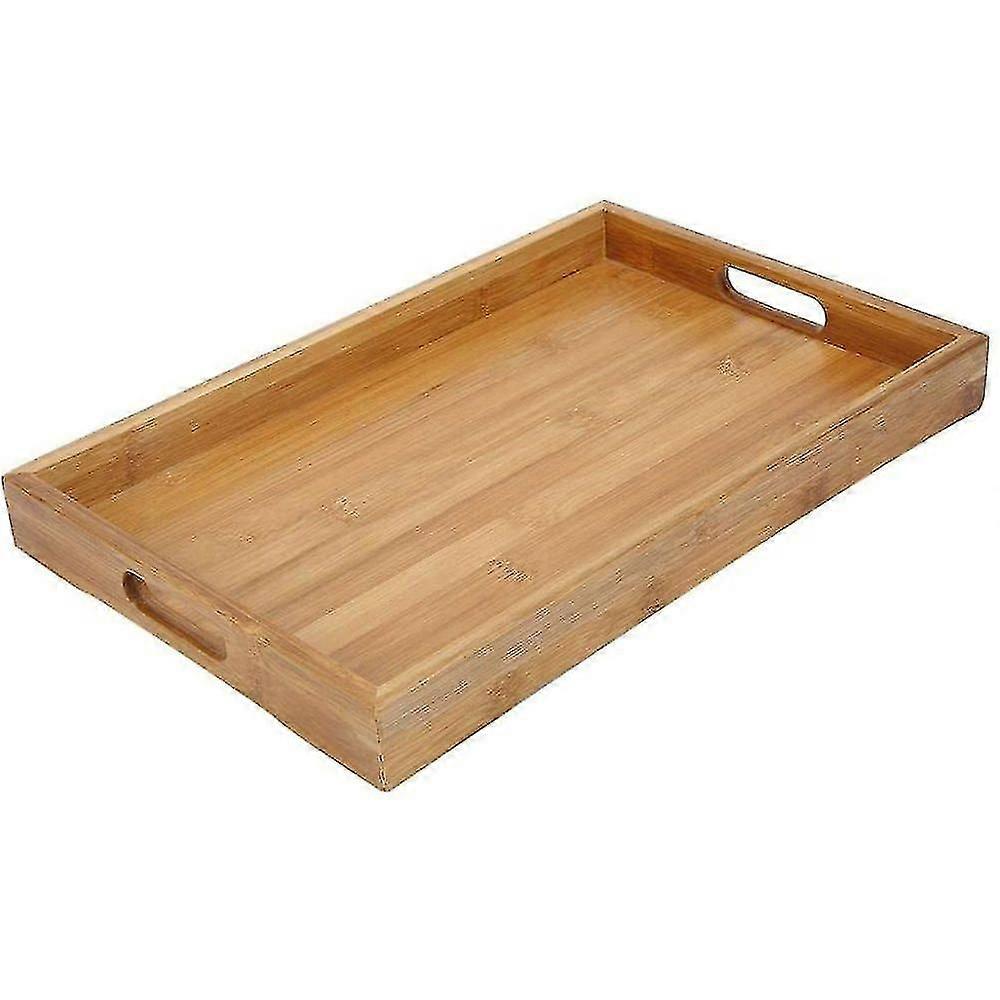 Bambus Serviertablett, rechteckiges Display Holz Nachmittagstee Tablett mit Griffen für Küche Party Abendessen Snack