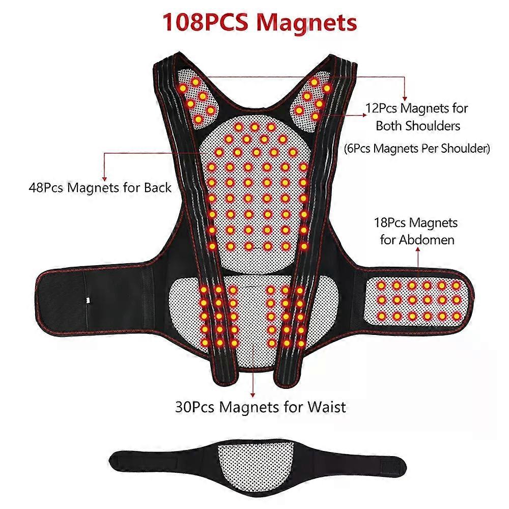 Tourmaline Self-heating Back Support Waist Brace Back Posture Vest Spine Shoulder Lumbar Magnets Warming Posture Correction Belt