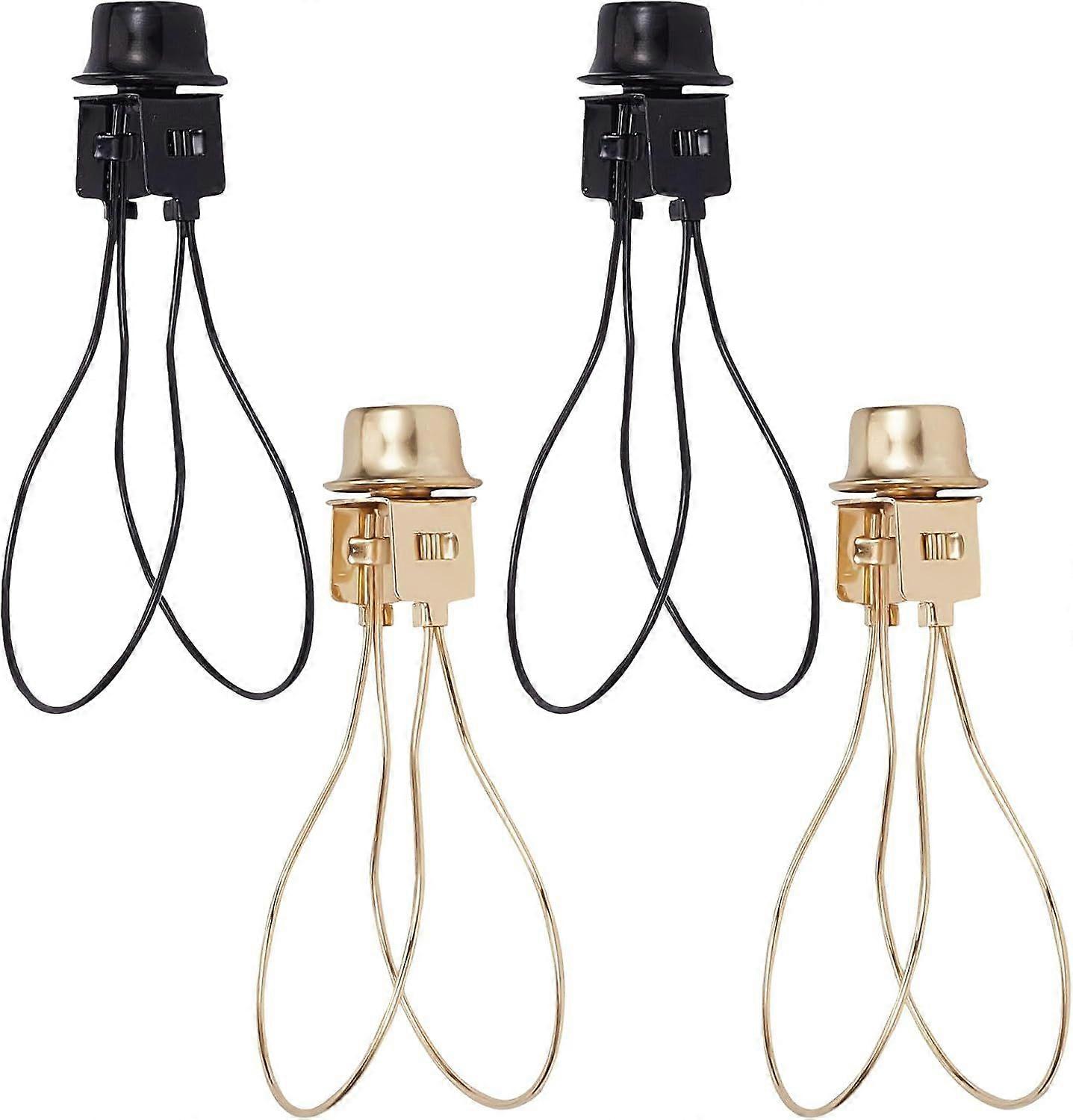 4Pcs Lamp Shade Holder Light Bulb Clip Adapter Black Golden Lamp Shade Harp Holder Adapter Kit with Shade Attaching Finials and Lampshades Leveller Sp