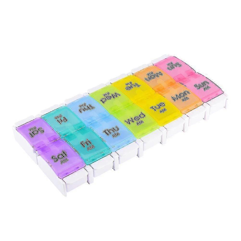 1pc Detachable Pill Case Portable Colorful Double-row Creative Medicine Organizer Weekly Pill Box Fo