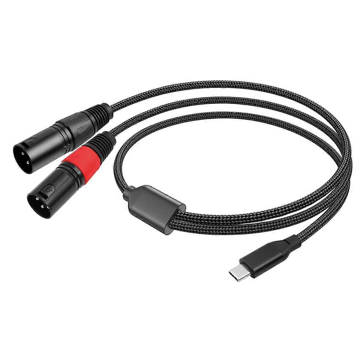 USB Type C Male to 2 XLR Male Amplifier Stereo Audio Cable 32Bit/384Khz for Smartphones Laptop 2 Me