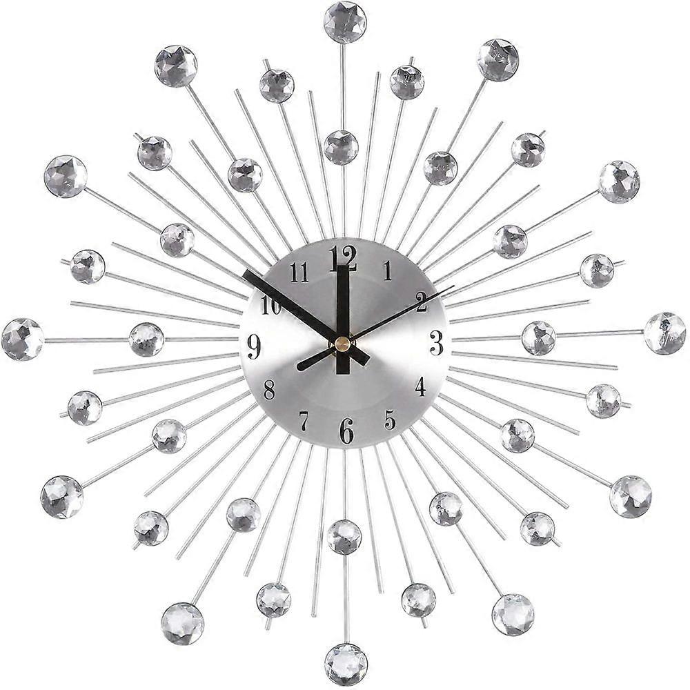 Elegant Design, Crystal Wall Clock, Silver Wall Decor