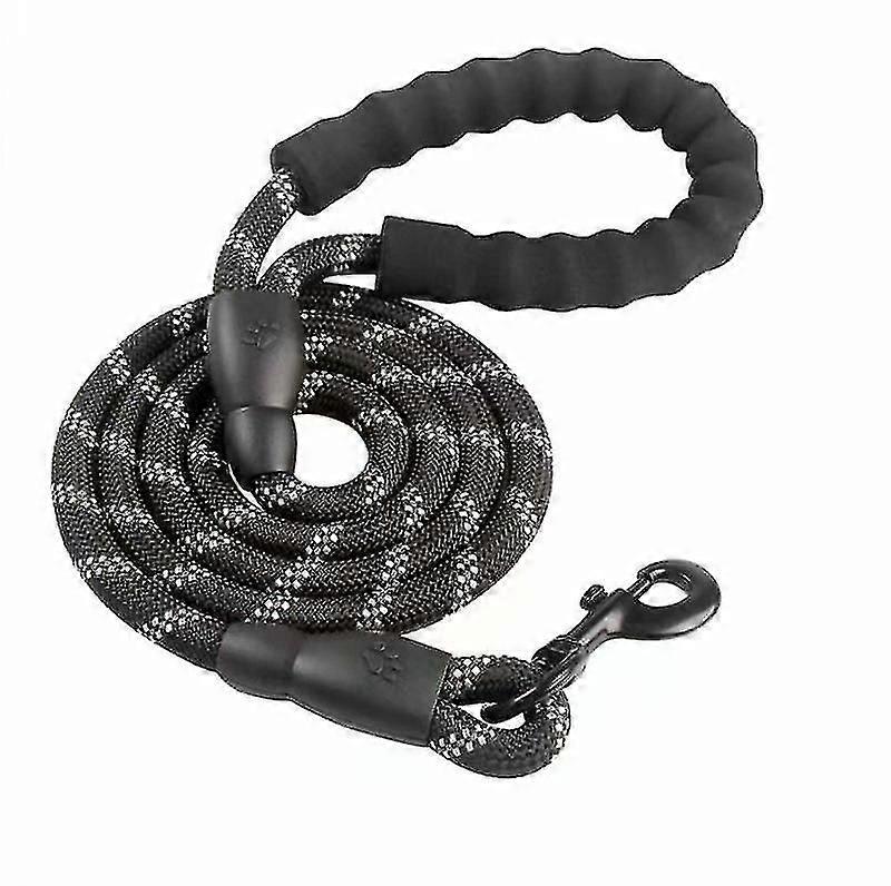 犬のリーシュ、犬のロープリーシュ柔らかいパッド入りのハンドル、高反射ワイヤー、廃棄物バッグと犬ディスペンサー、1.5mリーシュコード(すべてのサイズの犬用)、ブラック