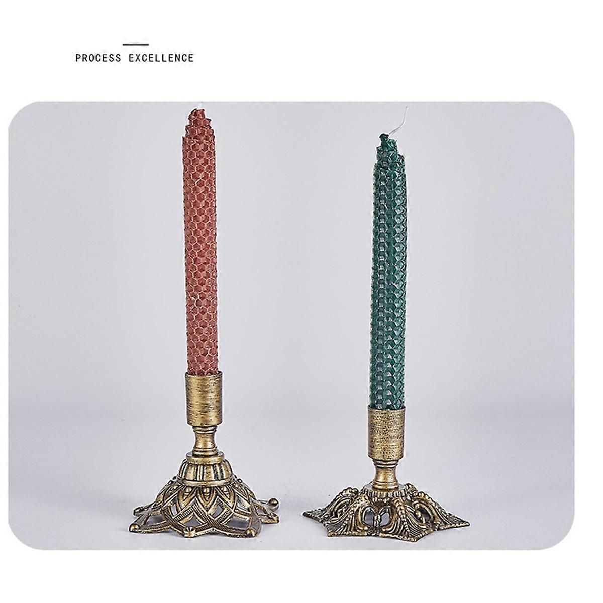 2pcs Candlestick Holders,Taper Candle Holder for Candlesticks Gold Brass Vintage Candle Metal Stick
