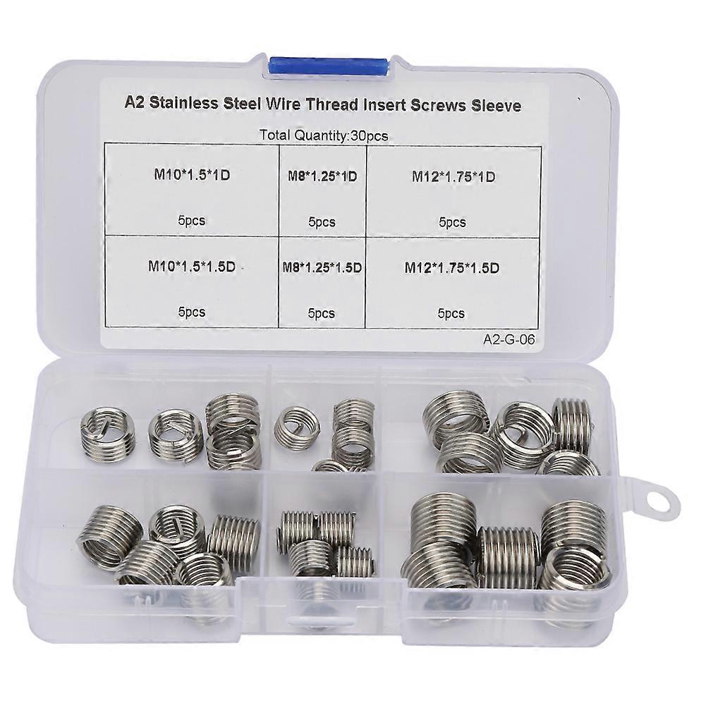 30pcs M8/M10/M12 Coiled Wire Thread Insert Stainless Steel Thread Screws Sleeve Set
