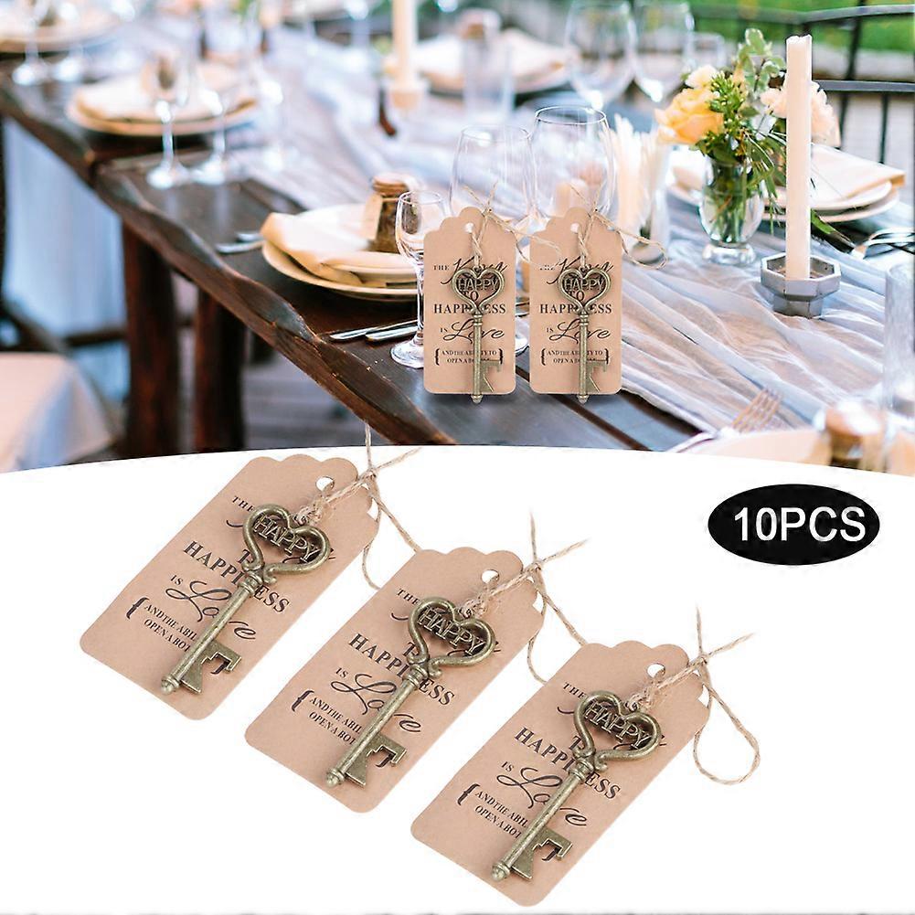 10pcs Vintage Metal Key Bottle Openers with Tag Card, 110g Each