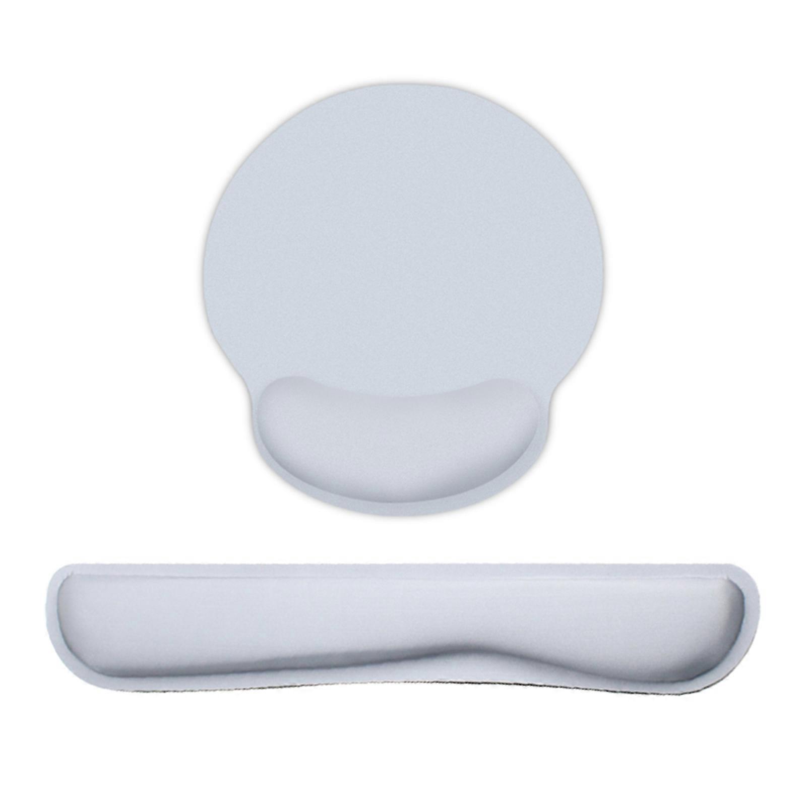 Memory Foam Keyboard Wrist Rest Mouse Pad Set Ergonomic Anti-Slip Base Grey