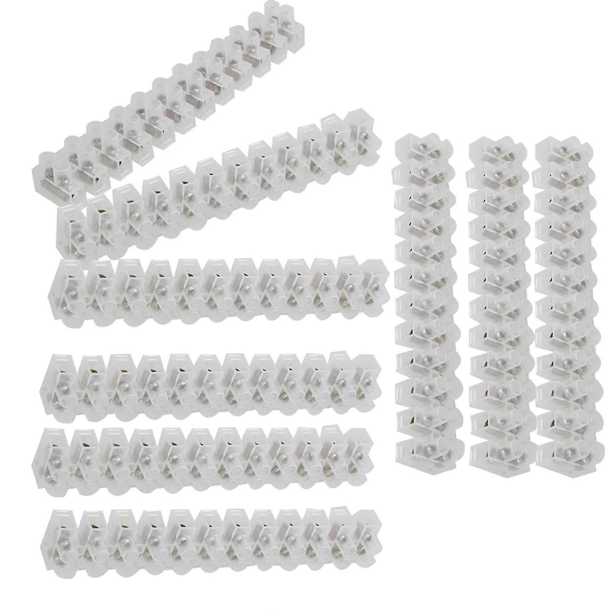 10 Pcs 12 Pole Terminal Junction Block Double Screw 380v 10a White For Home