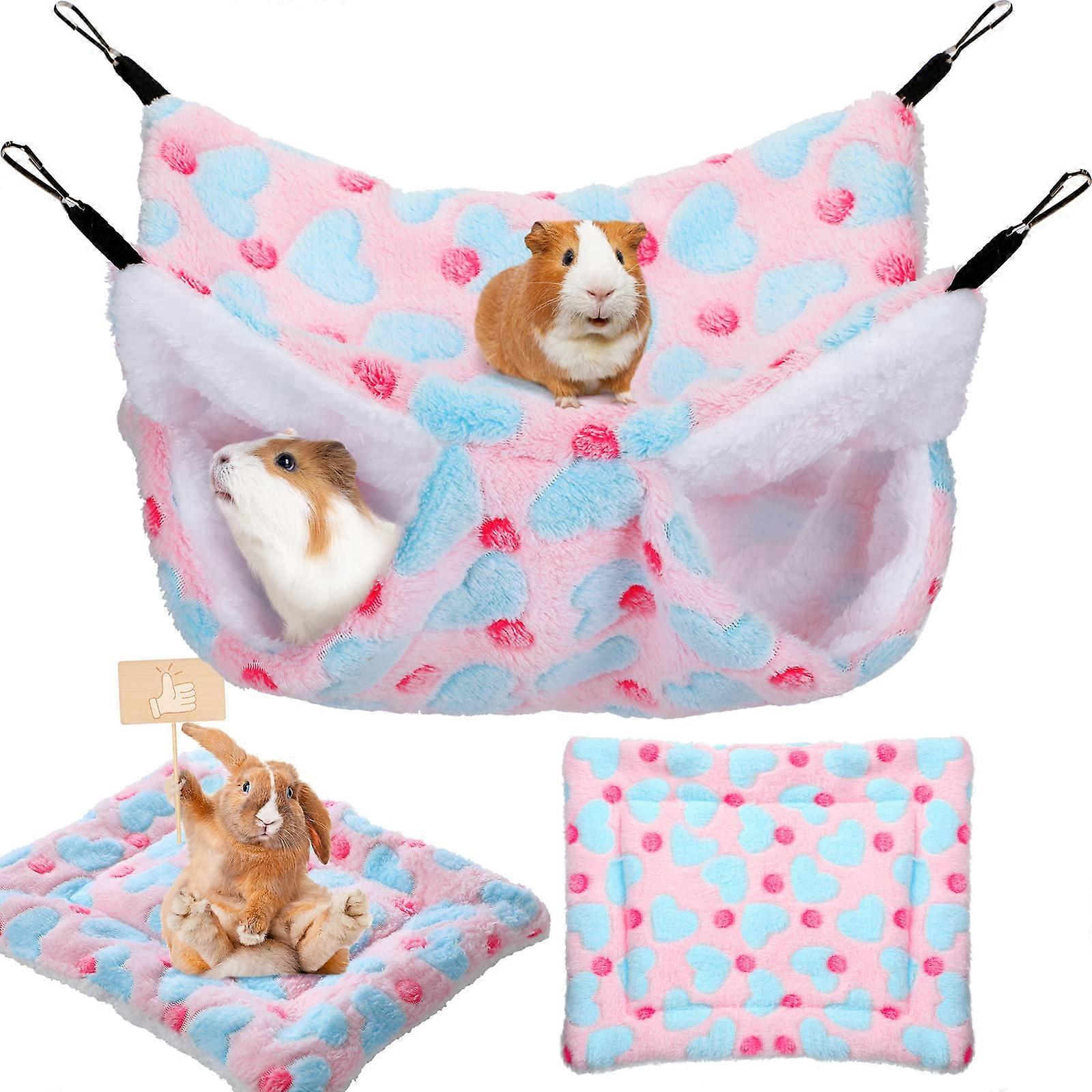 2 Piece Soft Hammock Set for Rats and Guinea Pigs - Durable Fabric, Cozy Design, Suitable for Small Animals