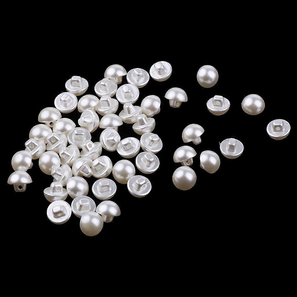 50 Pieces Plastic Semicircle Pearl Buttons for DIY Clothing Crafts 10mm
