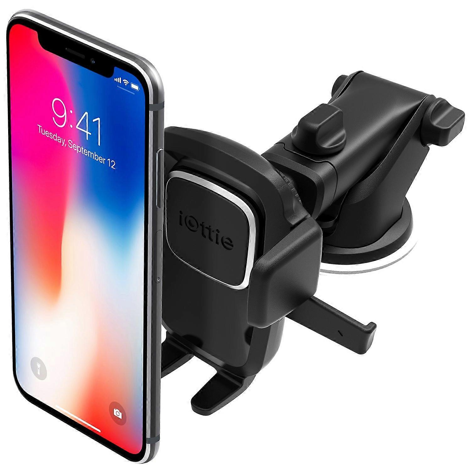 Easy One Touch 4 Universal Car Phone Holder for Dash & Windshield, Compatible with Smartphones, Black, Adjustable Viewing Angle