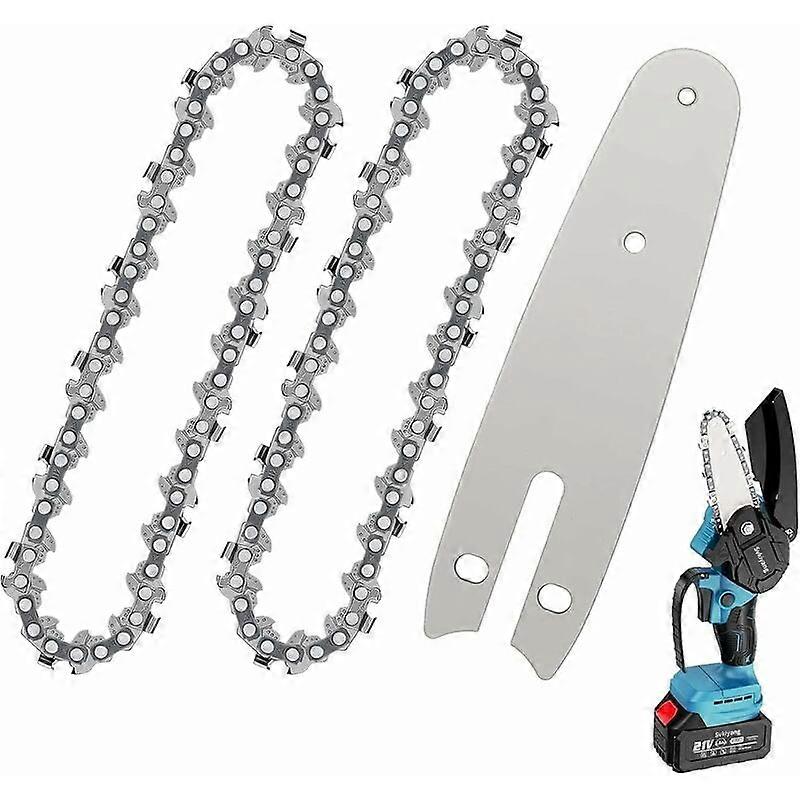2Pcs Chainsaw Chain Carbide Chainsaw Chain Lithium Chainsaw Chain Guide (4"+Chain)