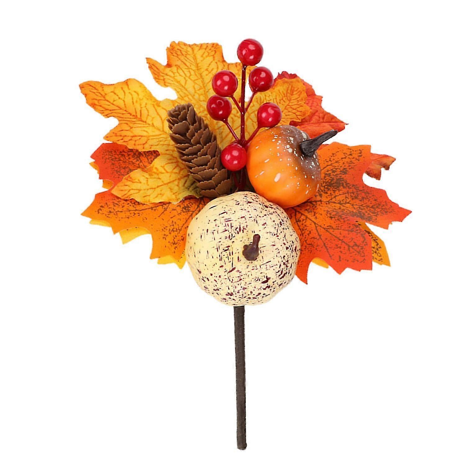 Artificial Pumpkin And Maple Leaf Garland With Pinecones For Fall, H Design, 25x20cm