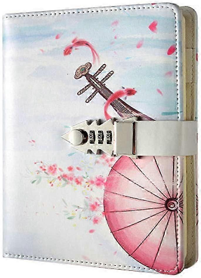 2pcs A5 Lock Diary Leather Lock Diary Writing Notebook, P 157 (Pipa)