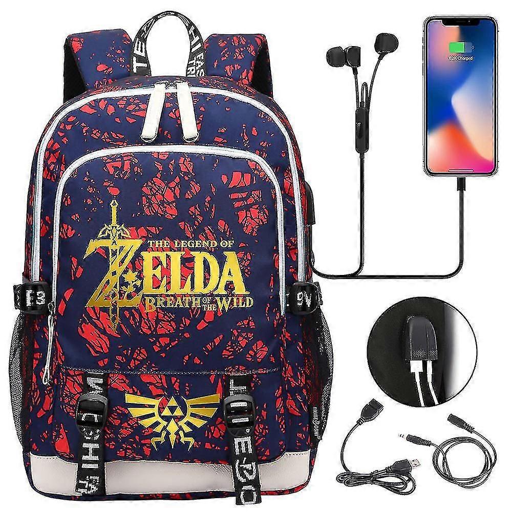 Zelda Usb Port Laptop Backpack - Stylish School Book Bag For Fans, Travel, And Casual Use - Features Built-in Usb Port - Convenient Computer Bag & Tre
