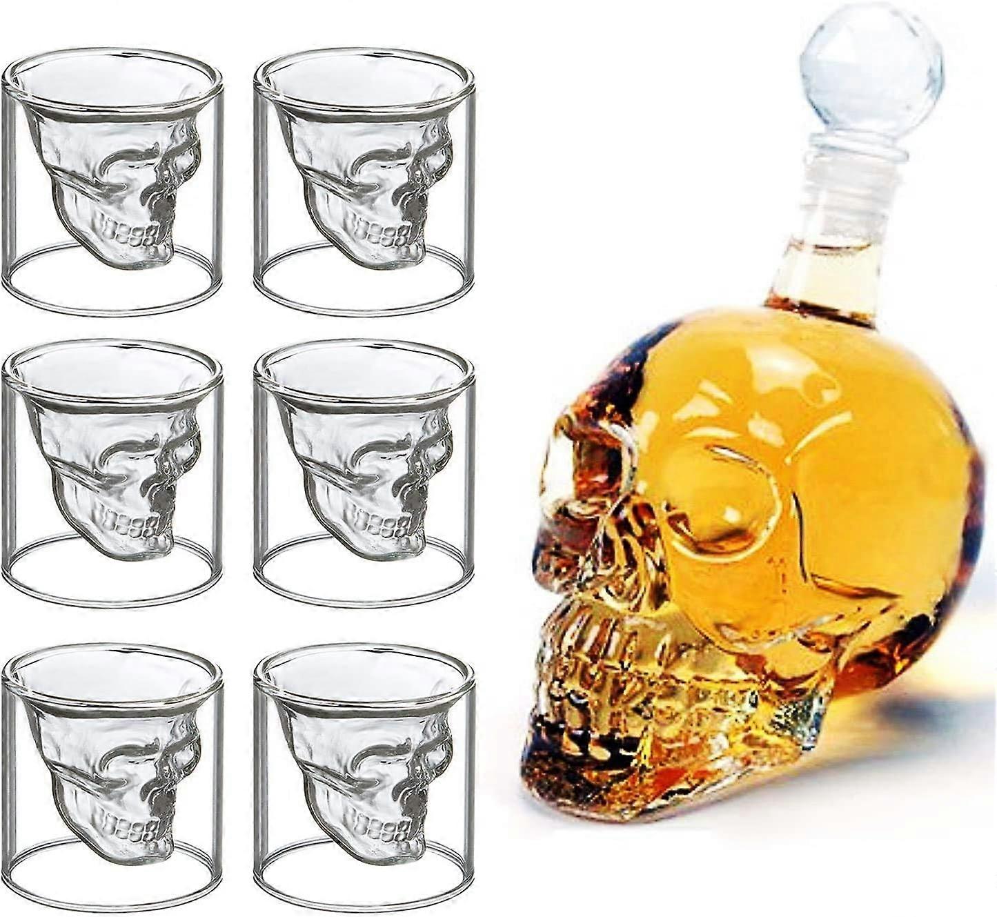 Totenkopf Schnapsgläser, Weinflasche, Gläser Set