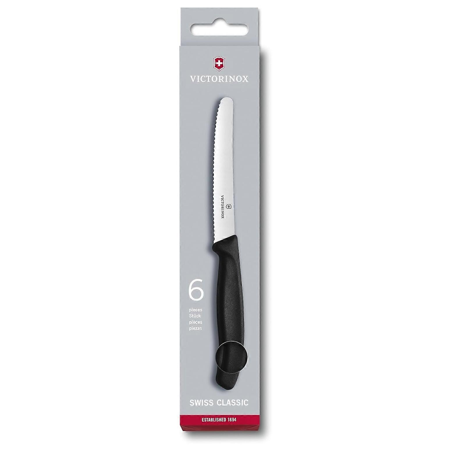 Victorinox Tomato + Table knife set 11cm serrated blade - Black - 6 knife set