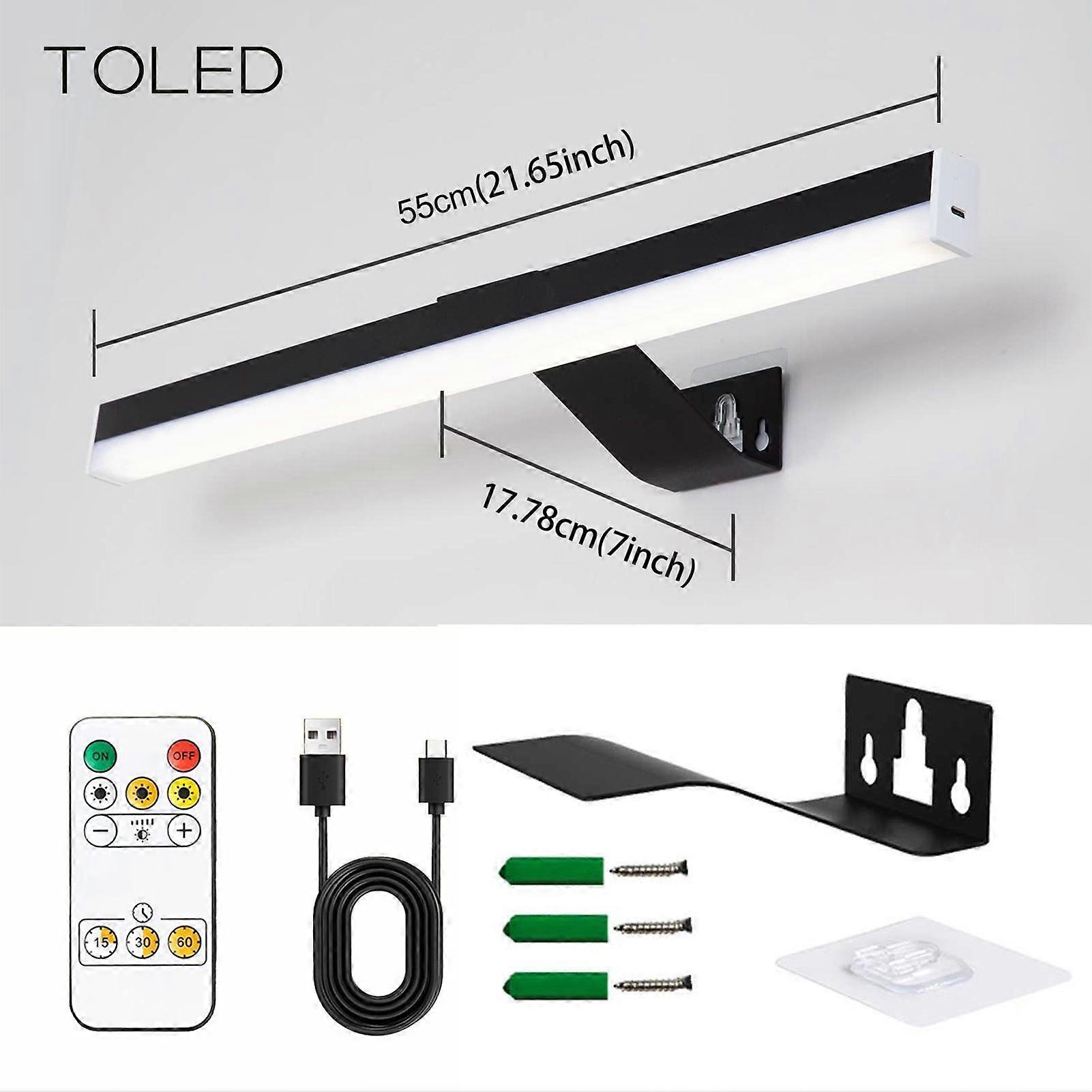 Led Picture Light With Remote Control 10-Level Adjustable Gallery Display Art Portrait Painting Wall Lamp Usb Rechargeable