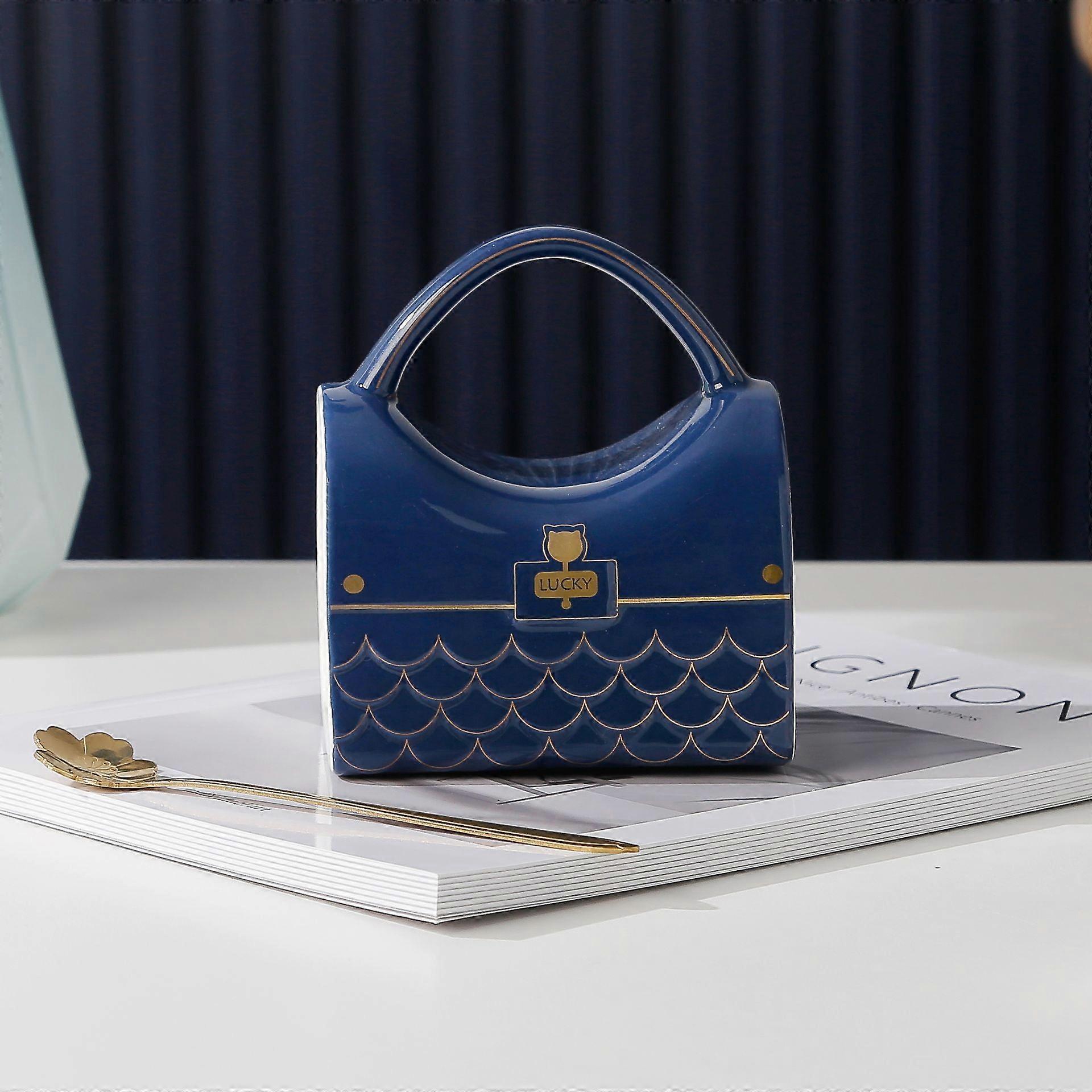 كوب قهوة سيراميك ، كوب محفظة كوب لطيف على شكل حقيبة يد للمكتب والمنزل ، 12 أونصة / 350 مل لحليب الشاي لاتيه