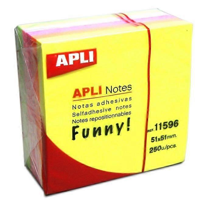 Mini Sticky Note Cube - APLI - 250 Sheets - 51x51 mm - Assorted Colors - Repositionable