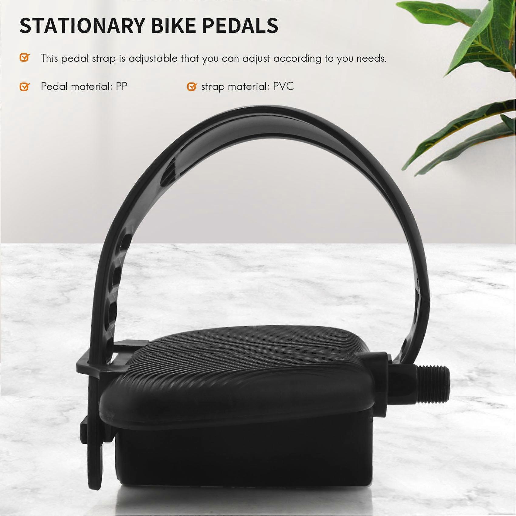 1Pair Exercise Bike Pedal Widened Bicycle Pedal With Pedal Straps For Exercise Bike Stationary Cycle